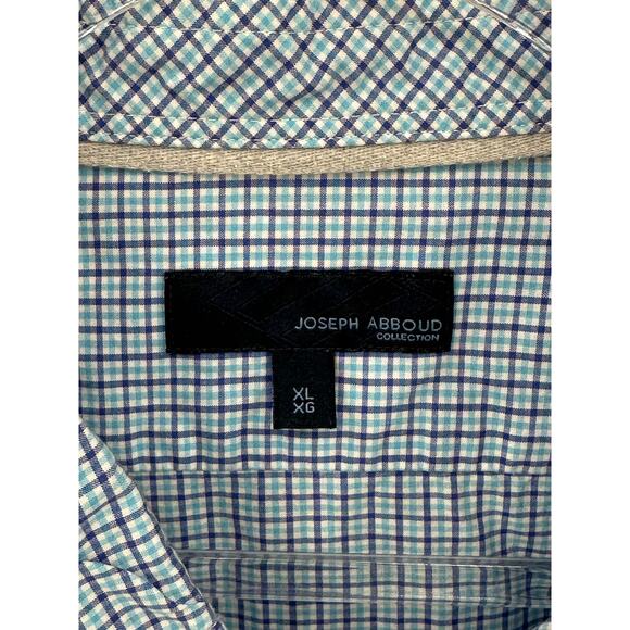 Joseph Abboud Shirt Mens XL Blue Check Button Up 100% Cotton Long Sleeves Office - Picture 2 of 7